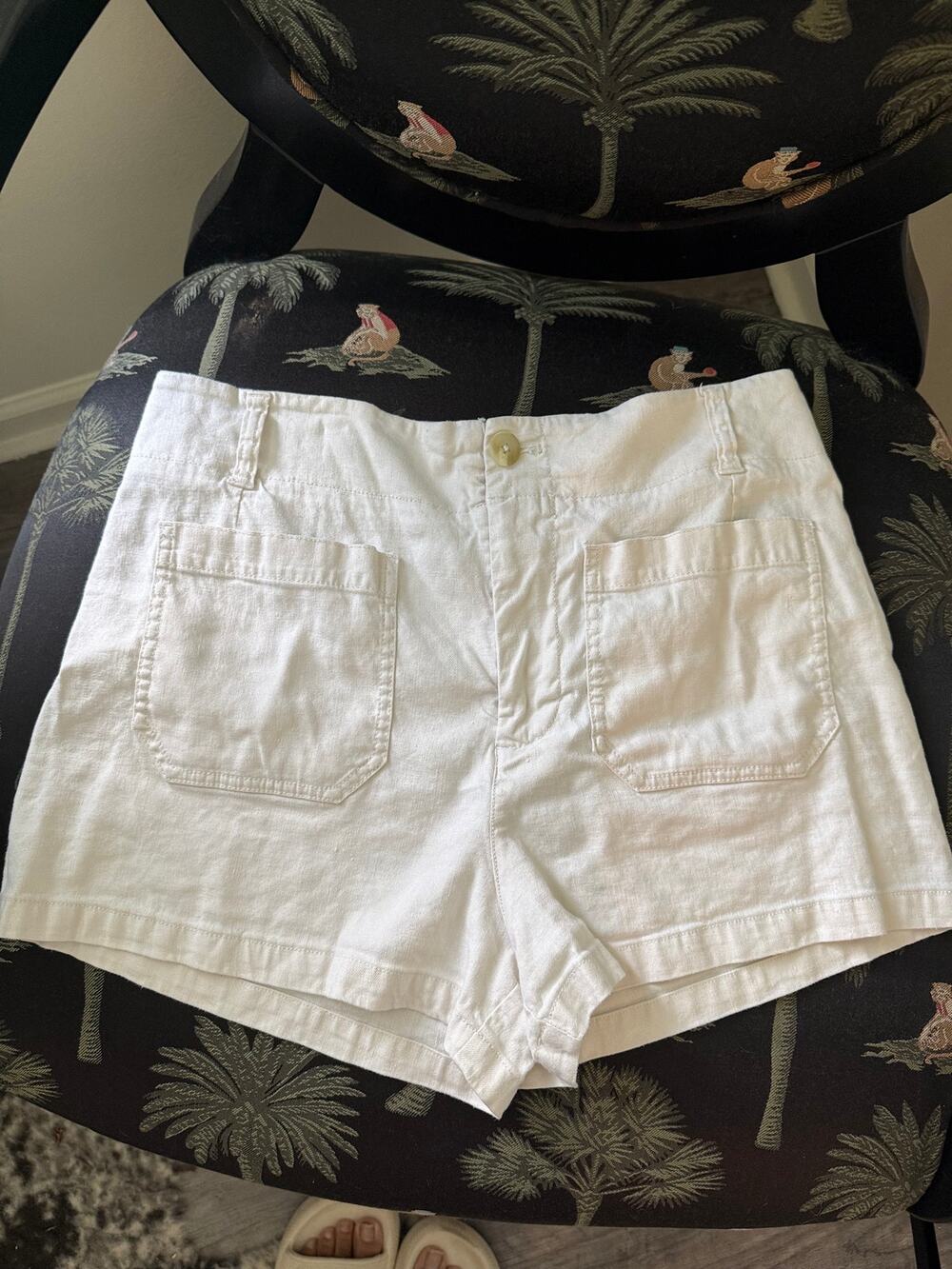 Maeve Anthropologie The Colette White Linen Blend Shorts Women's 31 Coastal